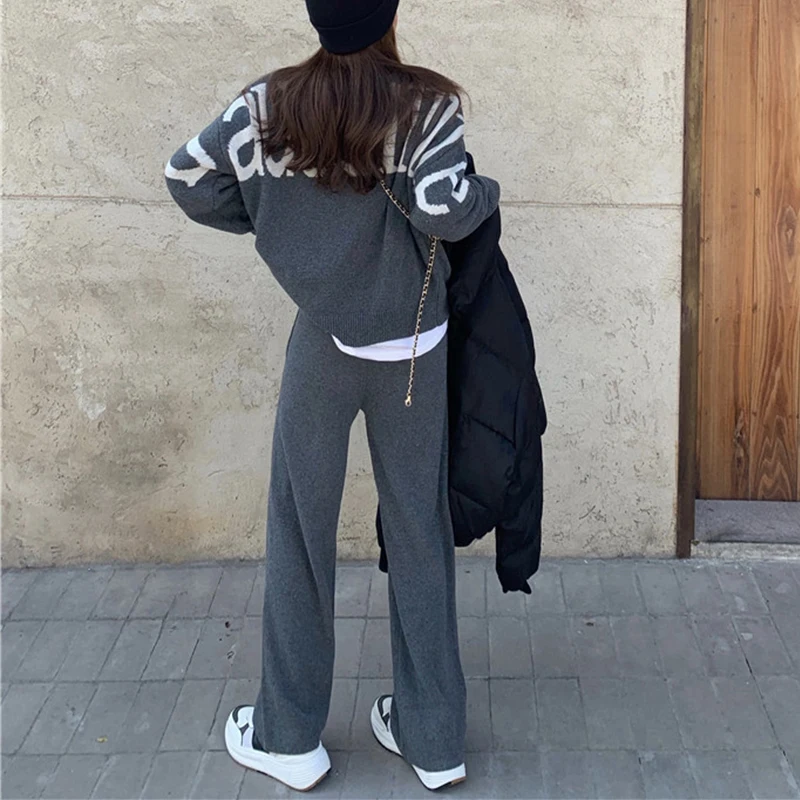 Женский Повседневный костюм Sister Fara трикотажный свитер с круглым вырезом и прямые