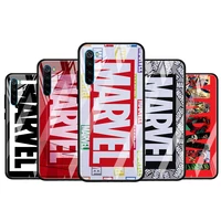 marvel logo cool for xiaomi redmi k40 k30 k20 pro plus 9c 9a 9 8a 7 luxury shell tempered glass phone case cover