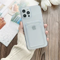 crystal clear wallet phone case for iphone 12 11 se2 7 8 plus xr 12 mini xs max xs x 12 pro max silicone case with card bag