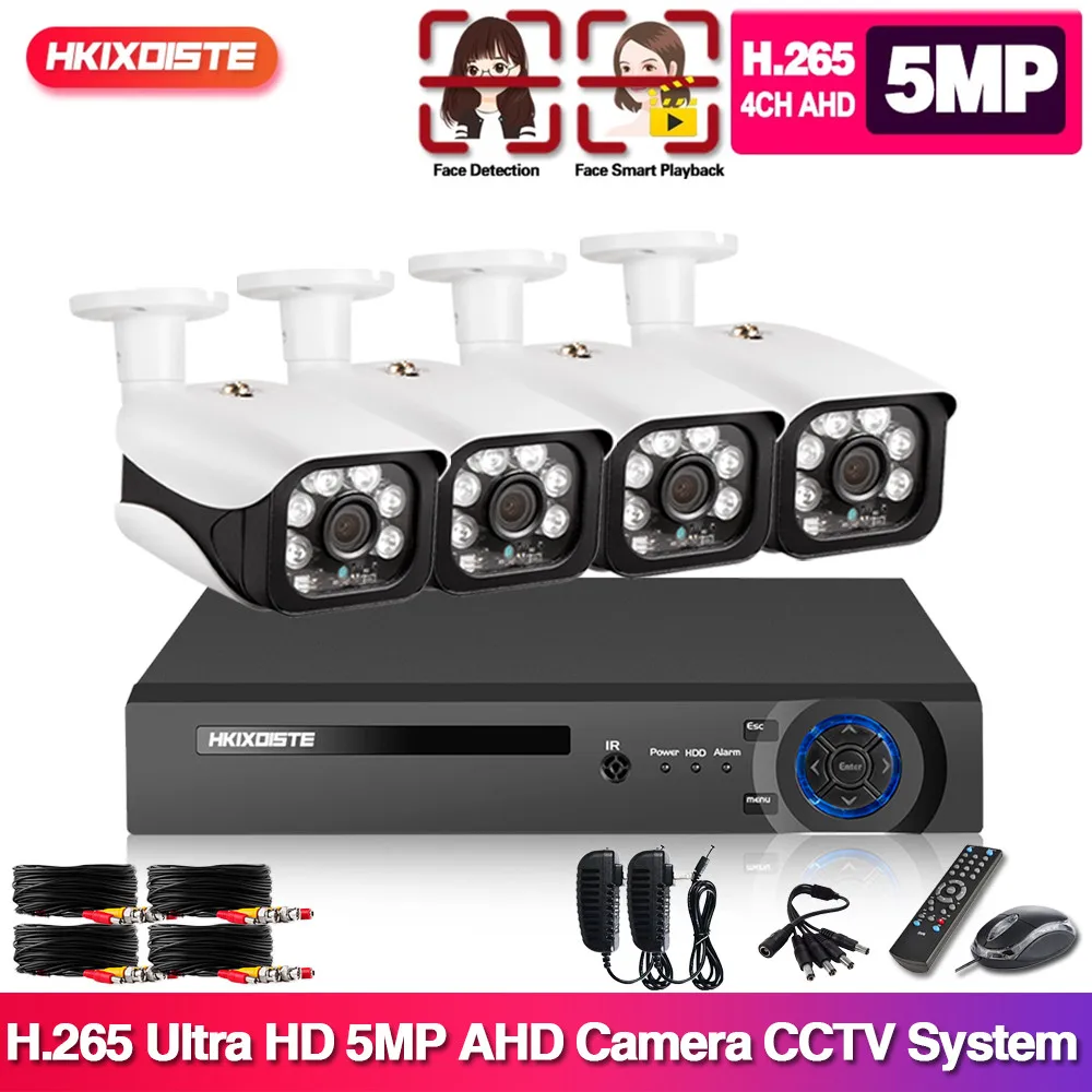 

Video Surveillance Kit 1080P 5MP HD DVR 4CH CCTV System For Home 4 Security Camera 2000TVL Outdoor Video Surveillance System