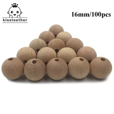 100 шт., деревянные круглые бусины 10-20 мм