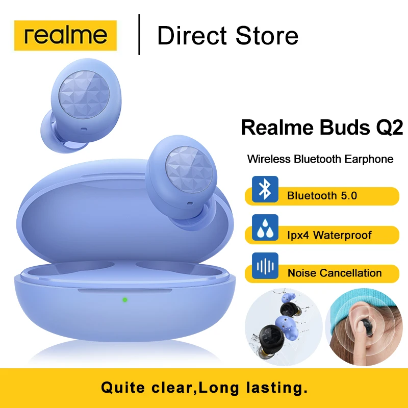 TWS стереонаушники Realme Buds Q Q2 с поддержкой Bluetooth 5 0 и зарядным футляром|Наушники