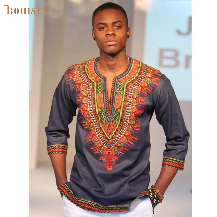 BOHISEN Африканский Базен Riche платья характеристики мужчины свадебного Тотем Печать