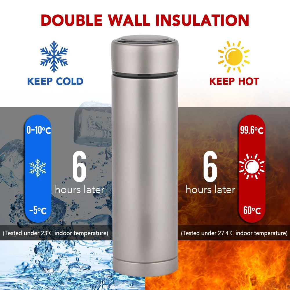 Титановая герметичная бутылка для воды с двойными стенками 500 мл|Столовые