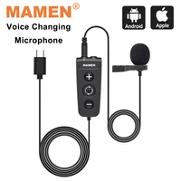 mamen voice changing recording mic type c plug lavalier microphone with 6 sound effect for android ios smartphone live streaming