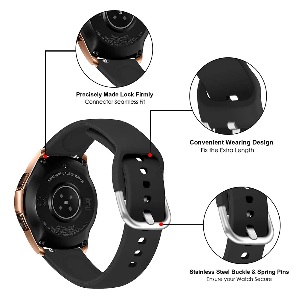 22mm/20mm watch Strap for Samsung gear s3 frontier silicone smartwatch bracelet Galaxy watch 3/46mm/42mm/Active 2 44mm 40mm band