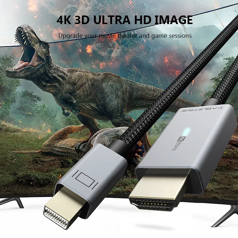 Мини-кабель CABLETIME DP-HDMI 4K/60 Гц нейлоновый Кабель-адаптер Mini Displayport для HDMI Thunderbolt 1 2 Acer