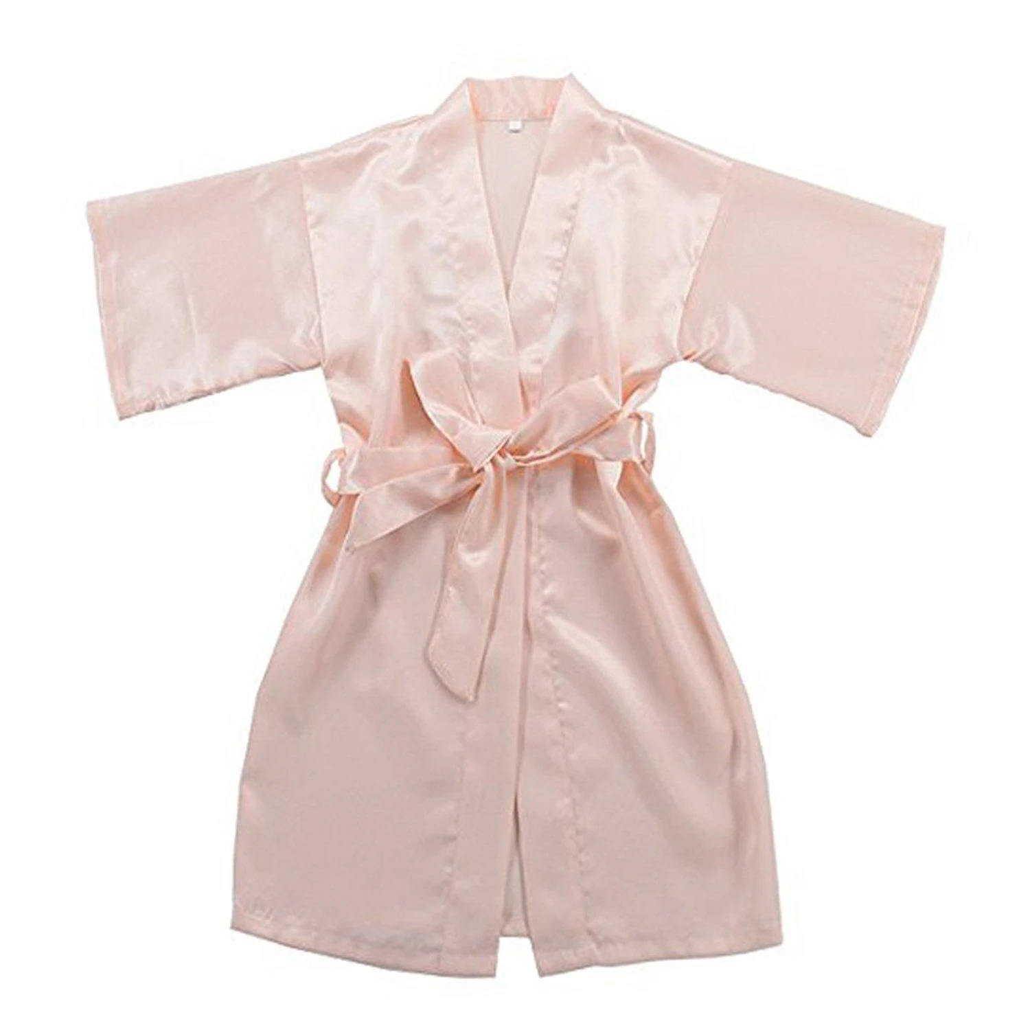 Flower Girl Kimono Robe Kids Sleepwear Nightwear Children Bathrobe Wedding Dress Floral Silk Satin Night Gown 4/8/12 Sizes Child