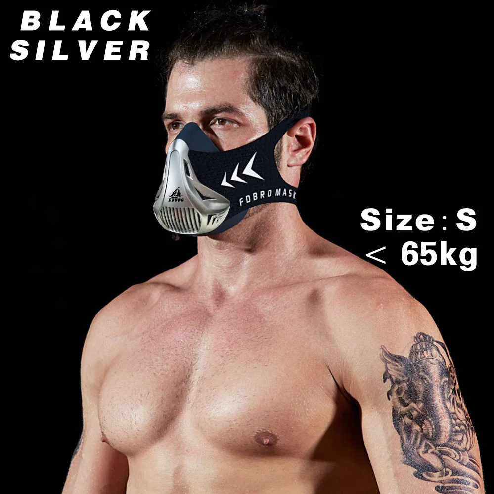 black silver S FDBRO Спортивная маска для бега, тренировочная маска для фитнеса, тренажерного зала, тренировок, велоспорта, высокой высоты, тренировочная маска, 3,0 - Цвет: black silver S