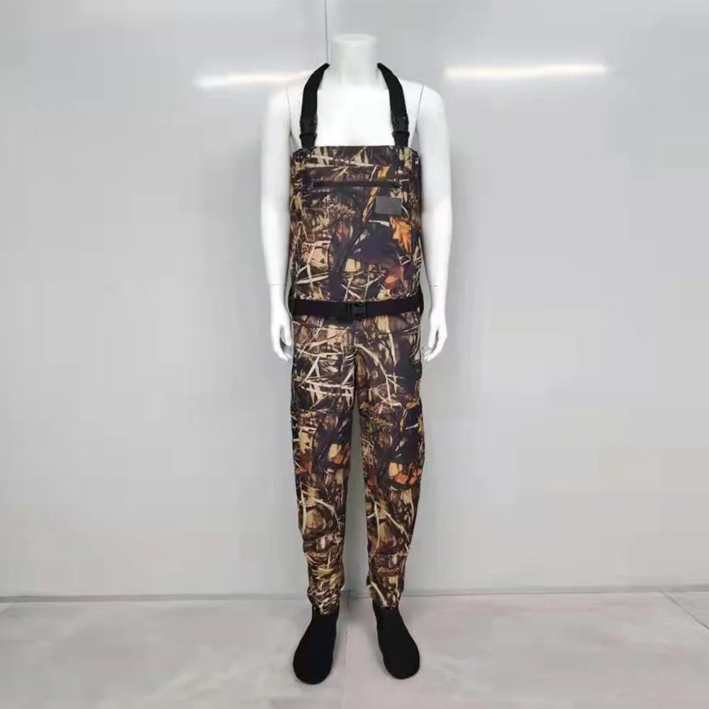 Men's Fishing Waders With Neoprene Socks  Breathable Waterproof Camouflage Pants With Adjustable Strap In Winter And Spring WM20