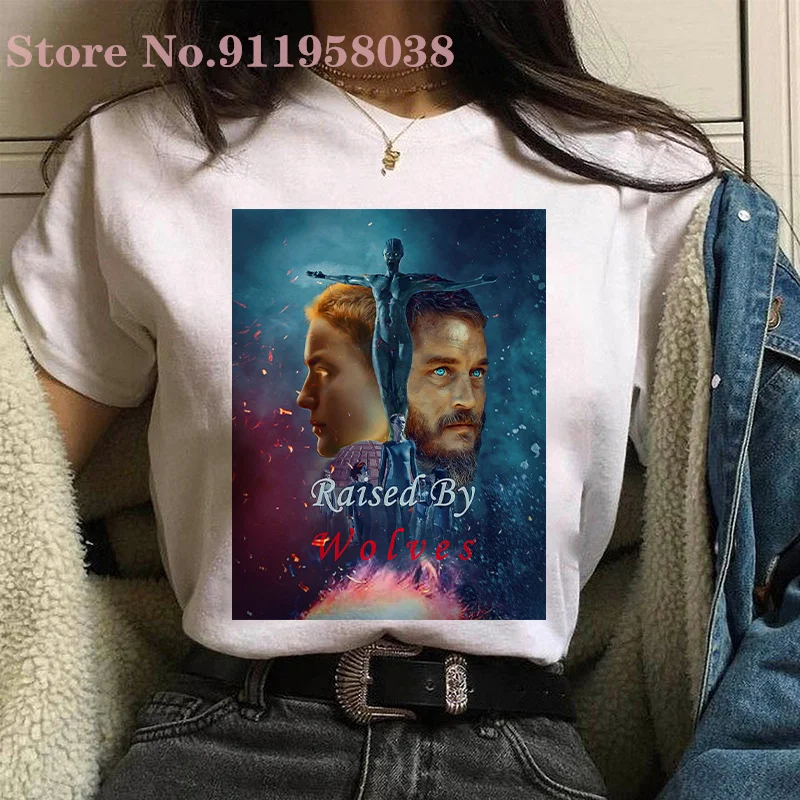 

Harajuku Raised by Wolves printed t shirt punk style funny retro round neck short-sleeved casual fashion top women/man T-Shirts