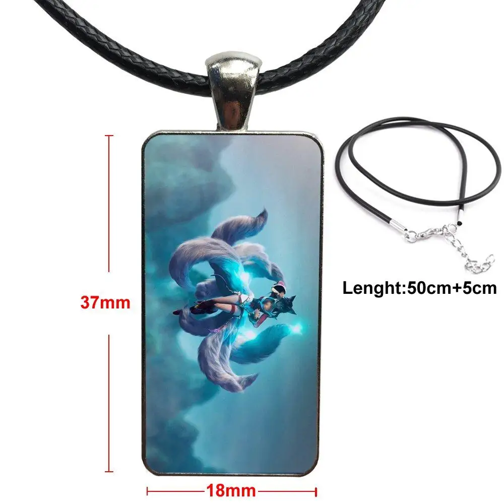 

Ahri For Women Children Fashion Glass Cabochon Pendant Necklace Women Steel Color Choker Rectangle Necklace