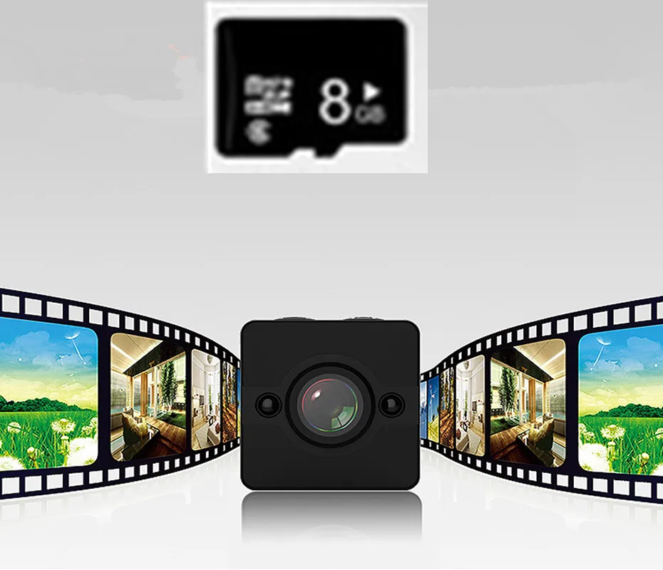 SQ12 мини IP камера HD 1080P водонепроницаемый широкоугольный объектив видеокамера спортивный цифровой видеорекордер инфракрасного ночного видения микро камера маленькая камера s - Цвет: SQ12Add8GBTFCard