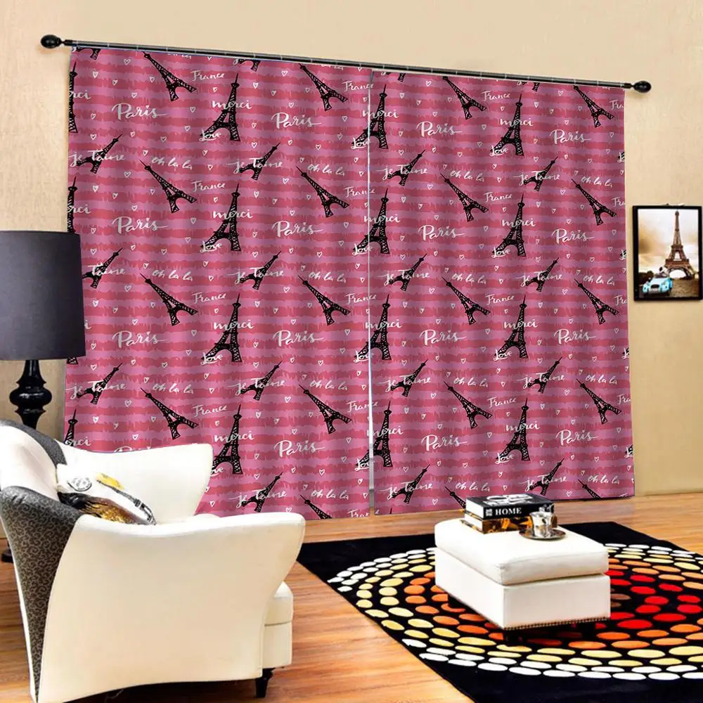 

grils pink curtains tower 3D Blackout Curtains For Living room Bedding room Drapes Cotinas para sala