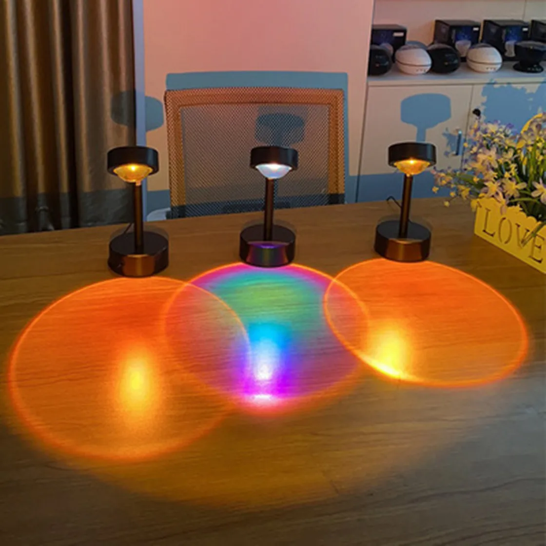 

2021 New Led Night Light USB Rainbow Projector Sunset Nightlights Coffee Shop Bar Decoration Lamp Bedroom Atmosphere Light Gift