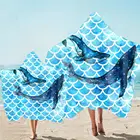 Пляжное полотенце с капюшоном и принтом в виде милого дельфина для взрослых и детей банное полотенце из микрофибры с капюшоном Быстросохнущий носимый дорожный Халат