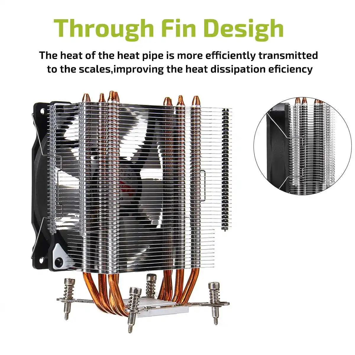 Кулер для процессора 4 медные тепловые трубки тихий вентилятор 12 см охлаждающий