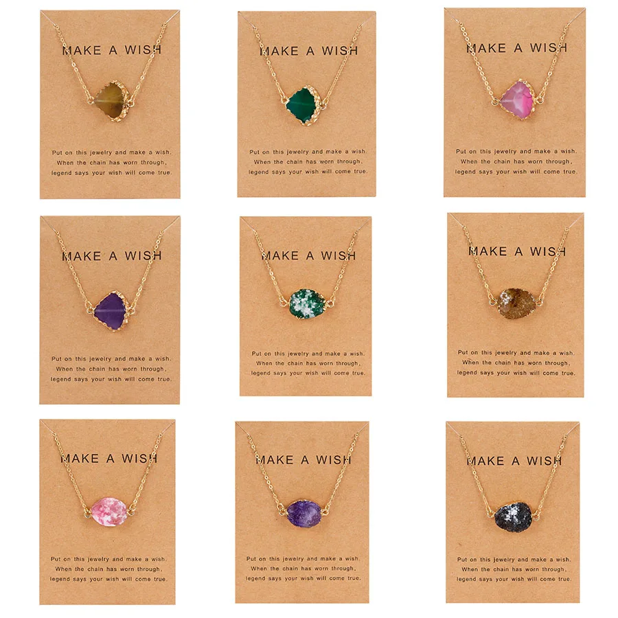 Цепочка с подвеской из натурального камня ожерелье кулоном кварца друзы смолы