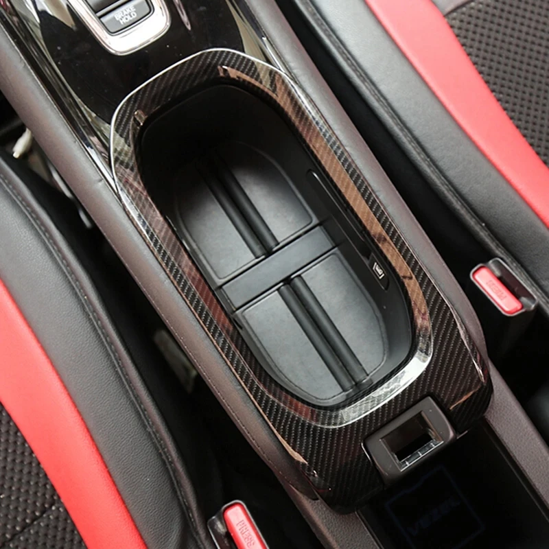 

For Honda HRV HR-V Vezel 2014- 2019 2020 Carbon Fiber Car water cup holder surround Trim Cover Console frame Styling accessories