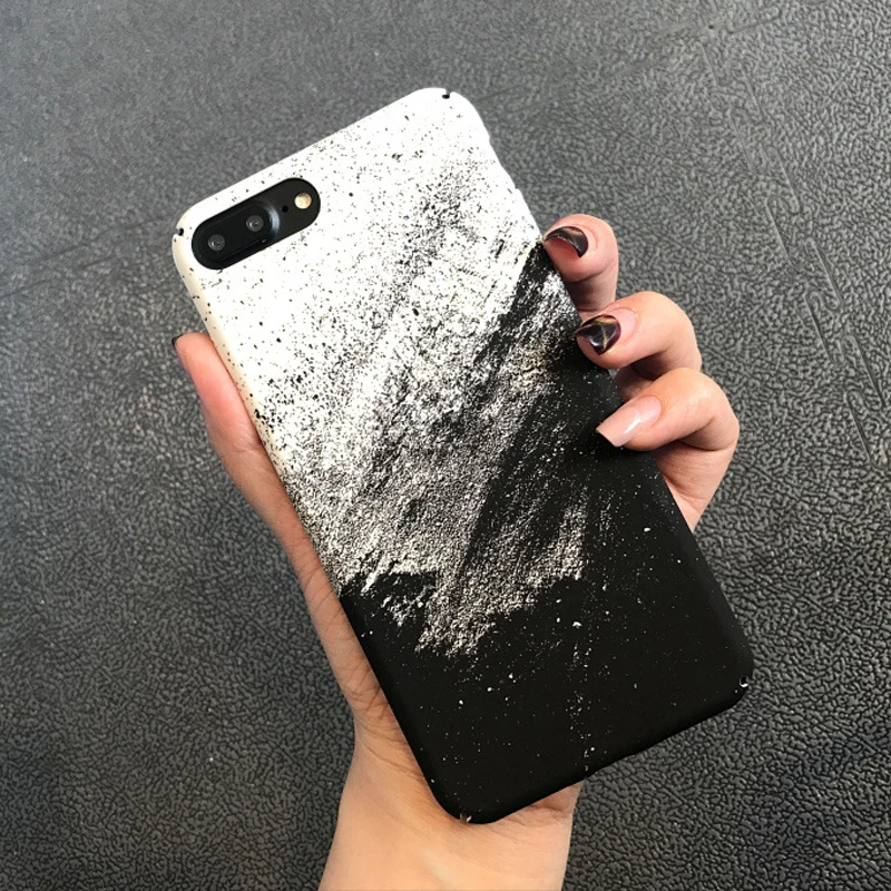 Simple Painting Scrub White Phone Case for iPhone 6 6s 7 8 Plus X Xs XR Max Hard PC Back Cover |