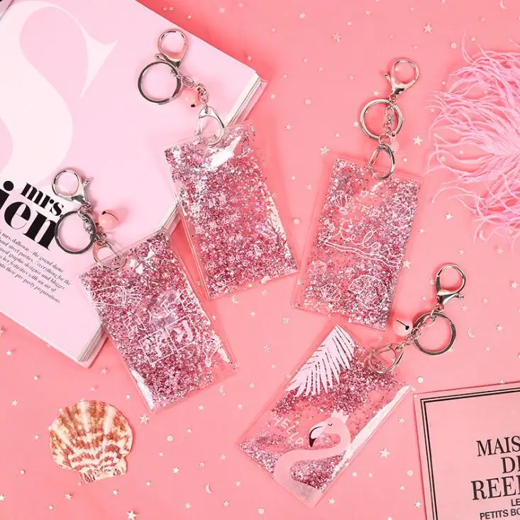 pink 1pc in random Новинка 1 шт. Kawaii Bling Shining ID держатель для карт брелок автобус Кредитные банковские карты защитный чехол школьные офисные канцелярские принадлежности - Цвет: pink 1pc in random