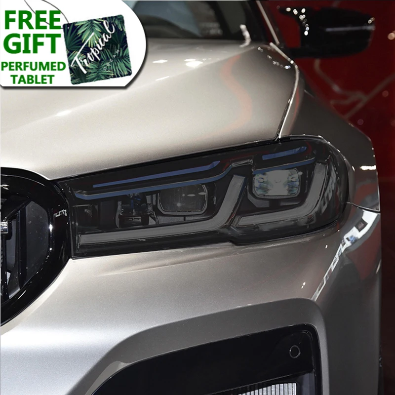 

2 Pcs Car Headlight Protective Film Front Light Transparent Smoked Black TPU Sticker For BMW M5 F90 Facelift 2021 Accessories