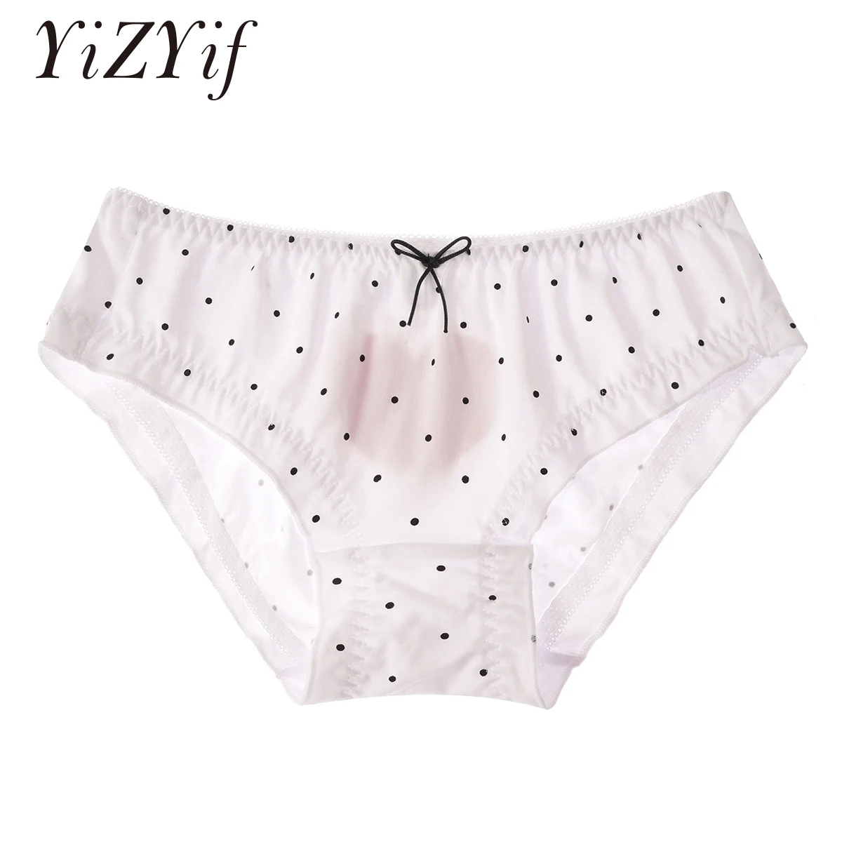 

Mens Cotton Sissy Crossdress Briefs Cosplay Underwear Elastic Waist Heart Polka Dots Print Bowknot Adorned Cute Briefs Panties