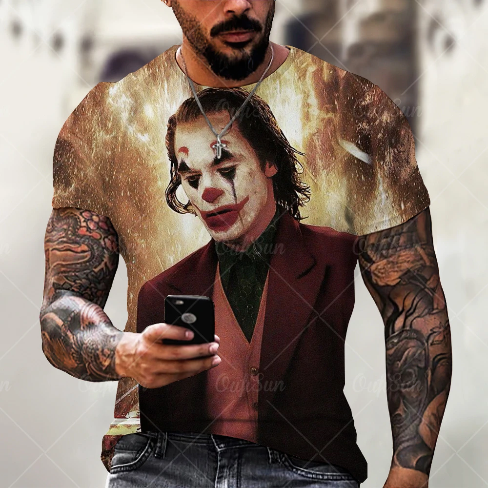 

Clown face 3D printing funny horror T-shirt men's streetwear casual short-sleeved fashion plus size to match anything