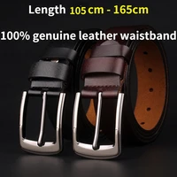 mens plus size 100 genuine leather belt plus length 165cm casual cowhide leather pin buckle belt fat man extra long belt