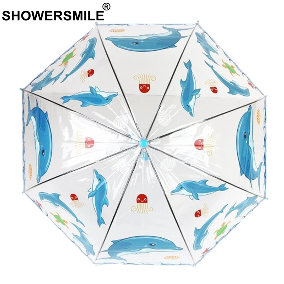 SHOWERSMILE Зонт с принтом животных для детей мультяшный прозрачный зонтик девочек