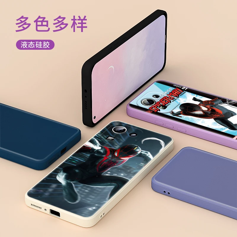 

Marvel Avengers Spiderman For Xiaomi 11 Ultra 11T 10T 10 9SE 8SE CC9 A3 Pro Youth 5G Liquid Silicone Soft Cover Phone Case