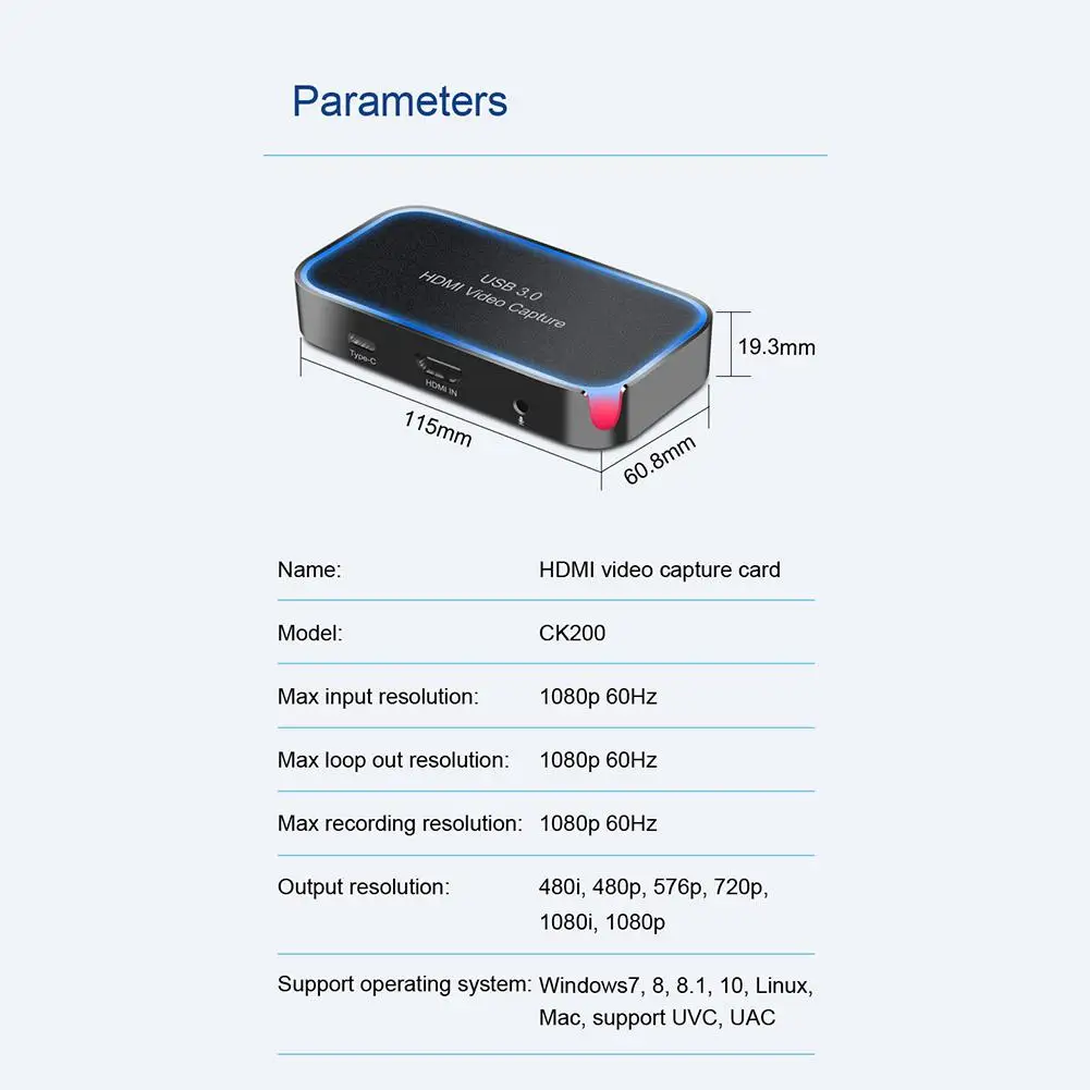 

CK200 1080P HDMI Video Capture Card Portable Multi-function Video Capture Card