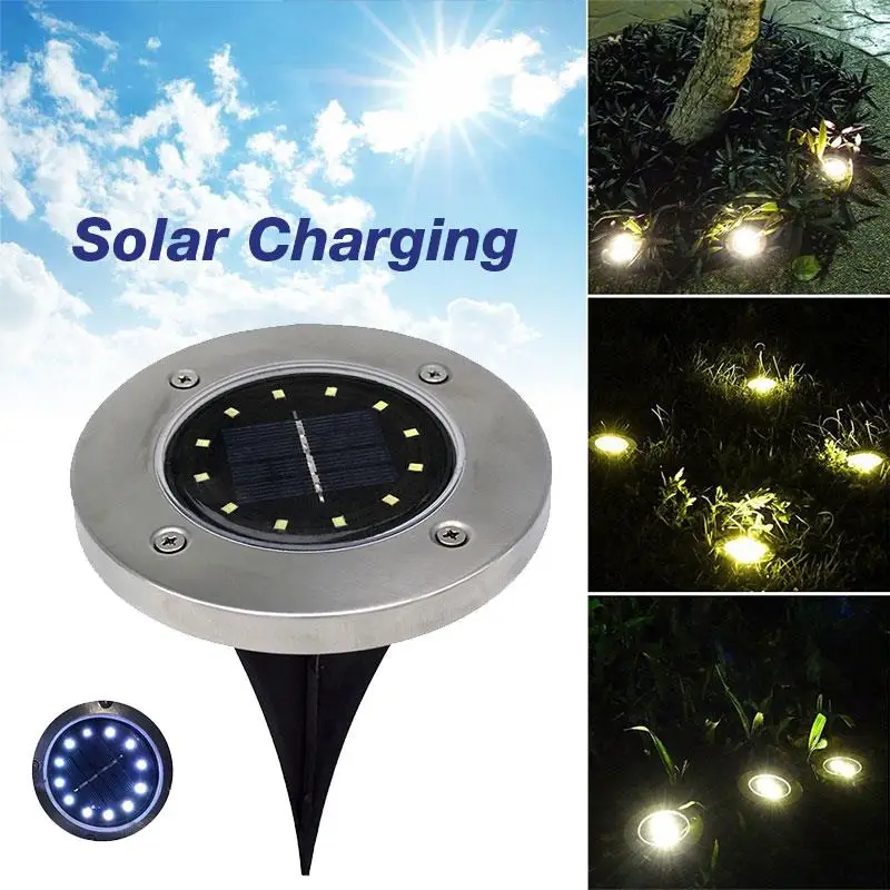 

Ground Lamp Solar Power Path Way Gutter Security Buried Light Durable IP65 Waterproof Street Garden Decking Disk Lights Outdoor