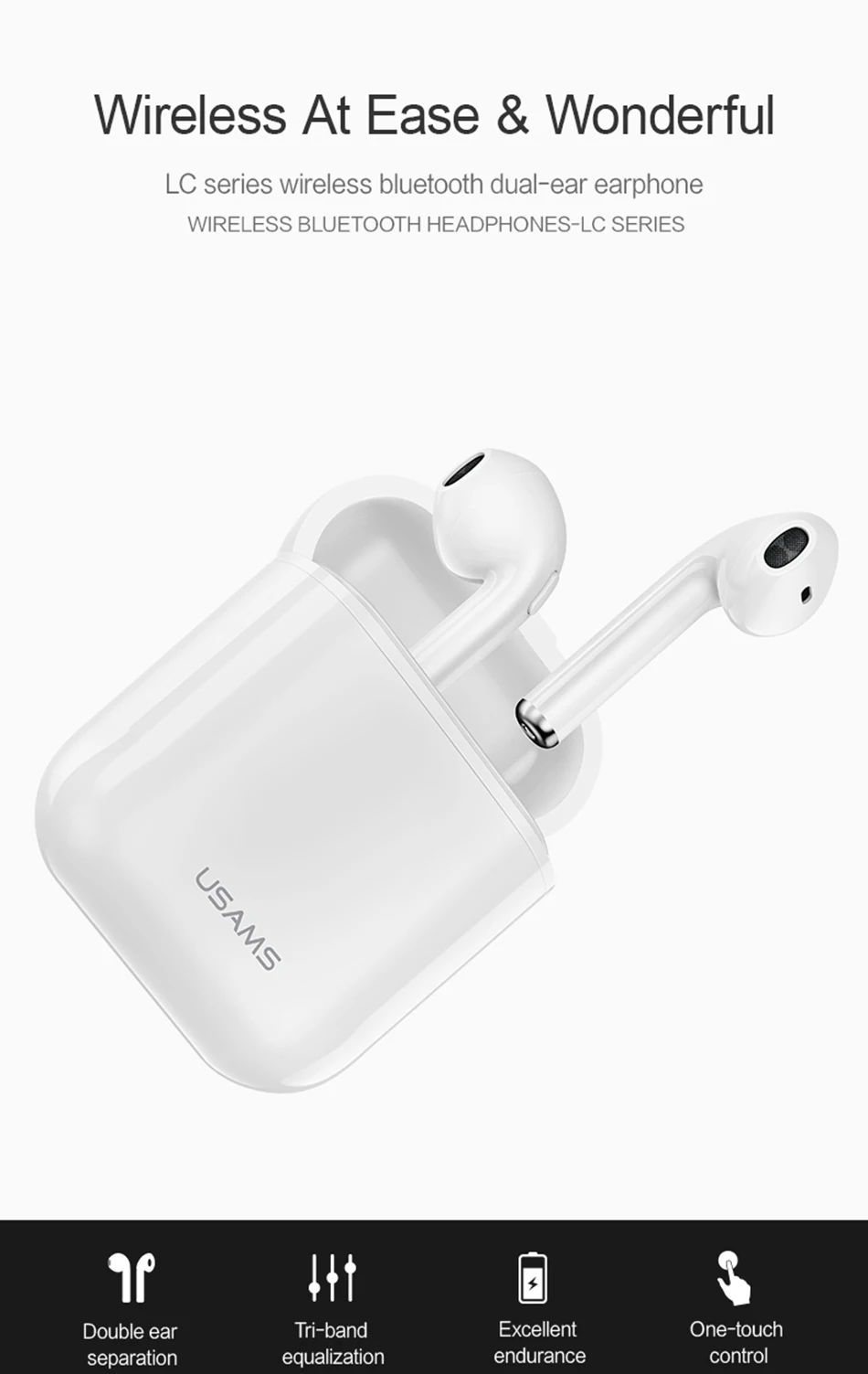 USAMS Bluetooth наушники для iPhone samsung Xiaomi наушники, LQ TWS беспроводные Bluetooth наушники для iPhone