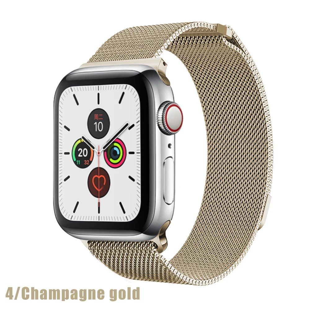 Champagne gold Миланская петля для apple watch серии 1 2 3 4 5 ремешок для iwatch ремешок из нержавеющей стали магнитная пряжка 38 мм 40 мм 42 мм 44 мм браслет - Цвет ремешка: Champagne gold