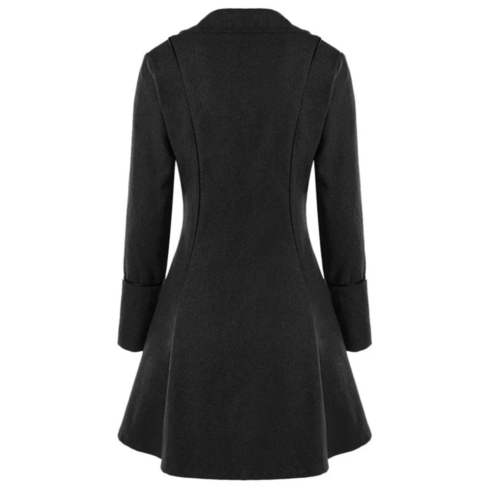 Женское винтажное пальто длинное в стиле стимпанк ретро однобортное готическое