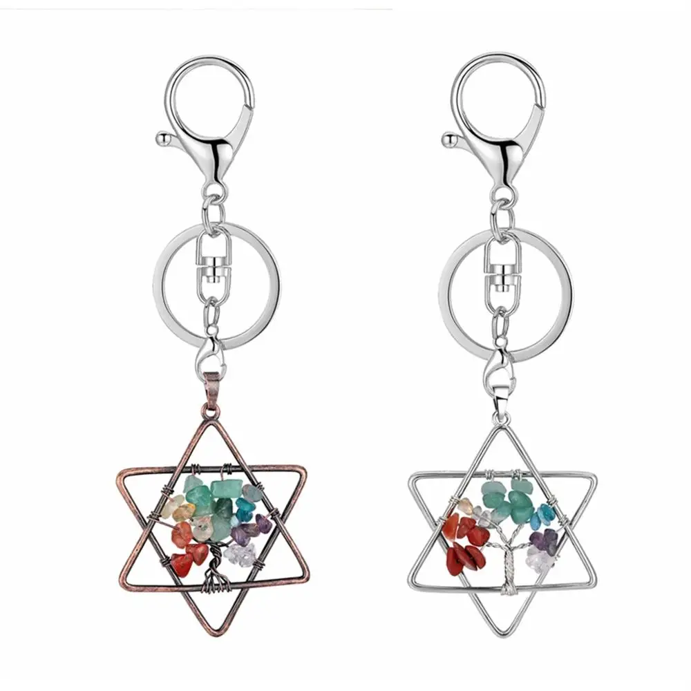 Ашмита звезда форма 7 чакра камень Жизни дерева кулон ожерелье для женщин мужчин