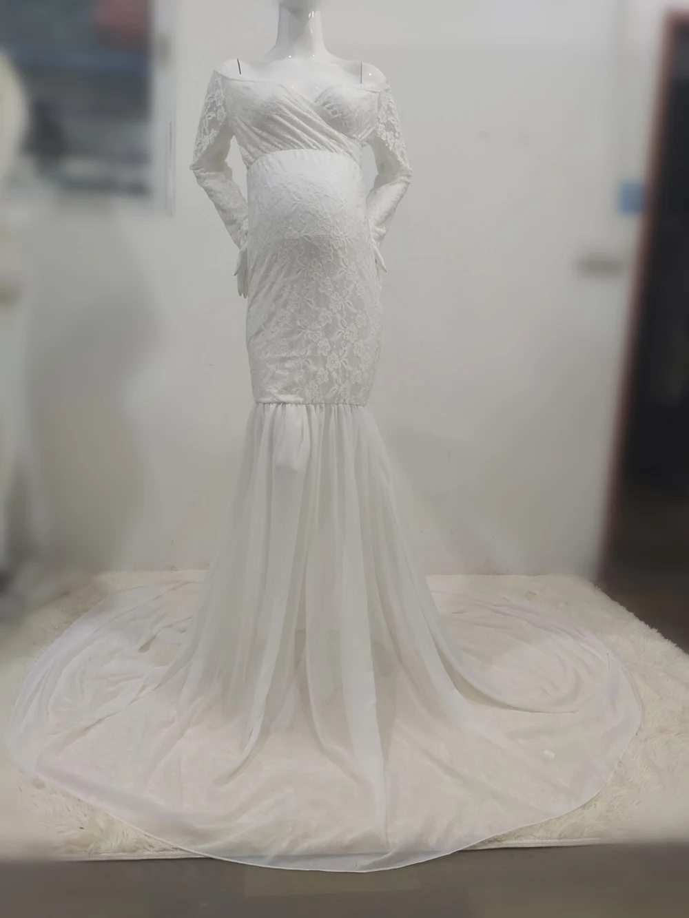 Vestido de renda para fotos, vestido longo