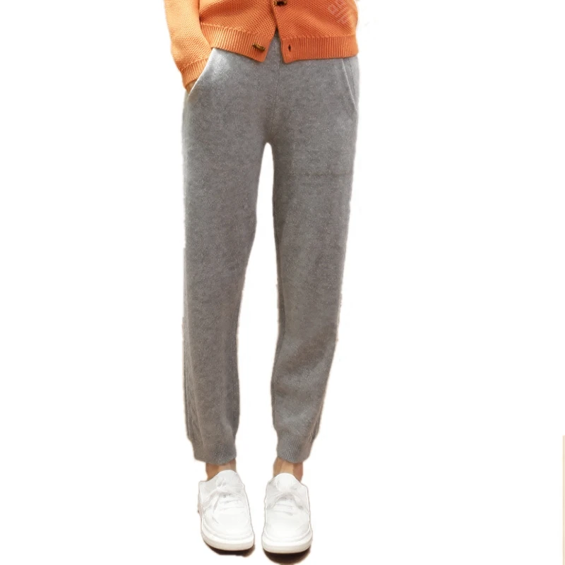 Осенне зимние Новые жаккардовые кашемировые брюки женская тонкая трикотажная