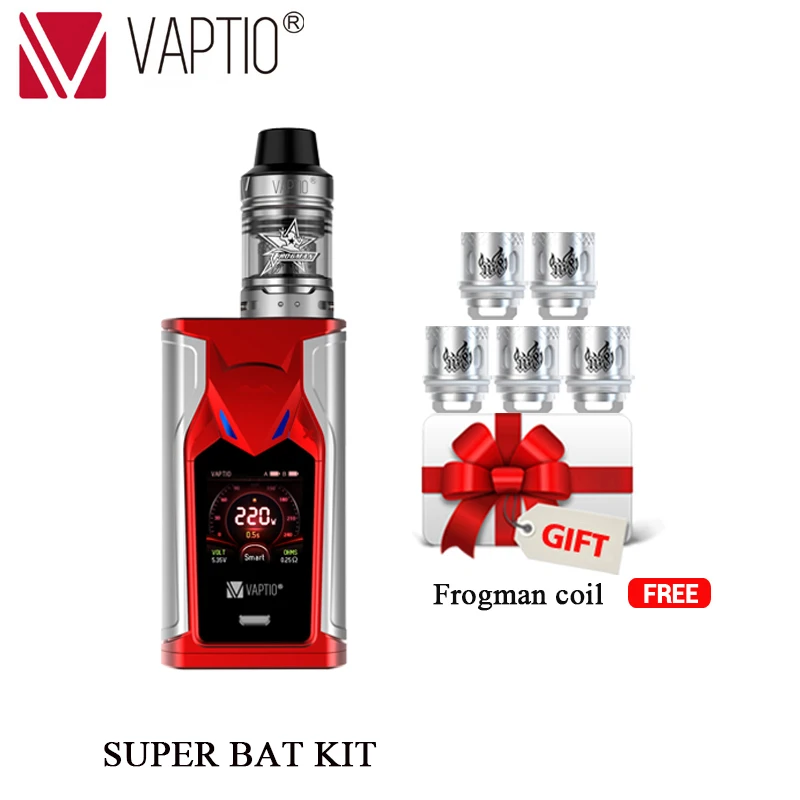 Red Подарок 5 шт катушек! VAPTIO супер летучая мышь 220 Вт Vape набор электронных сигарет 220 Вт коробка мод 2,0/5,0 мл бак Vape мод без батареи - Цвет: Red