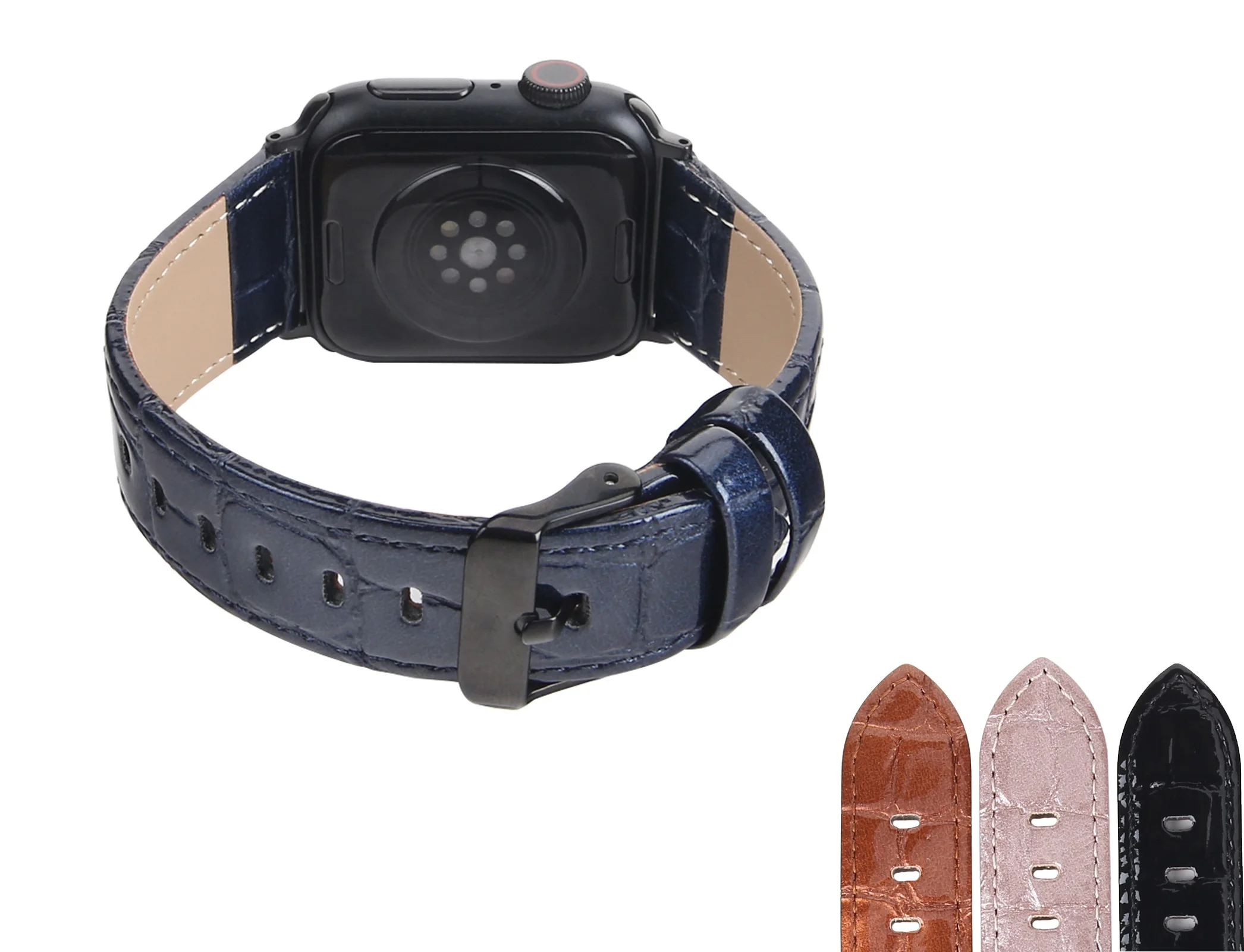 

Ремешок GOOSUU из бамбуковой крокодиловой кожи для Apple iWatch 42 41 38 мм 44 мм 40 мм 7 6 SE 5 4 3 2 1, цветная Пряжка из нержавеющей стали