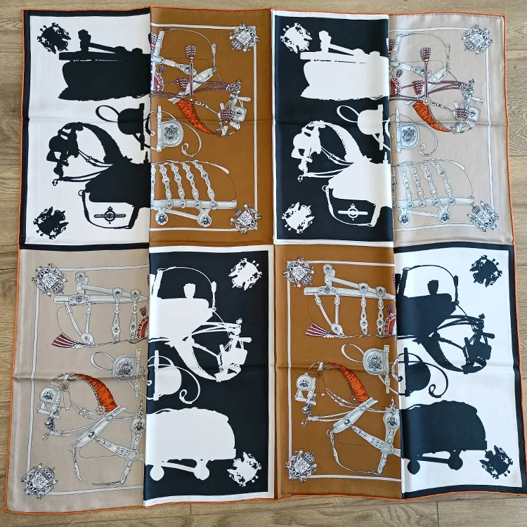 

Женский шелковый шарф-повязка для волос, 90x90 см