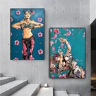Самоклеящиеся настенные Стикеры с изображением танцующей цветочной девушки, аниме, художественный плакат и художественная роспись джолине Куджо, настенное украшение, аниме Декор