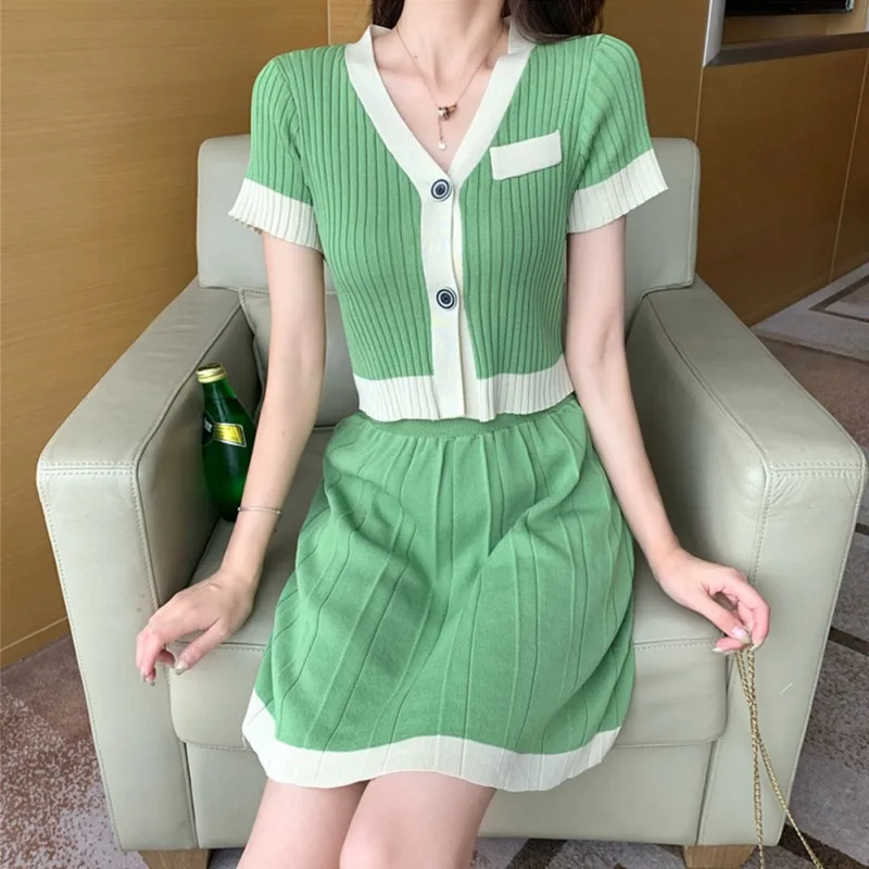 Комплект из двух предметов женская трикотажная одежда тонкая секционная