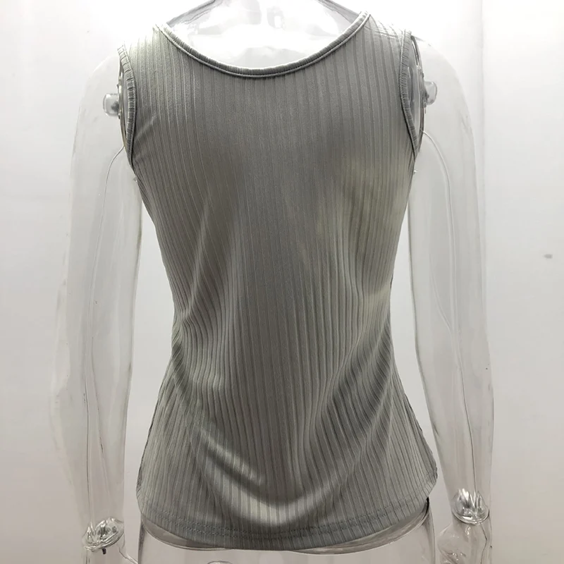 

Women's Screw Thread Sleeveless Tanks Sexy Solid Square Collar Hollow Out Chic Slim Tank Lady Summer Sport Casual Stylish Vests