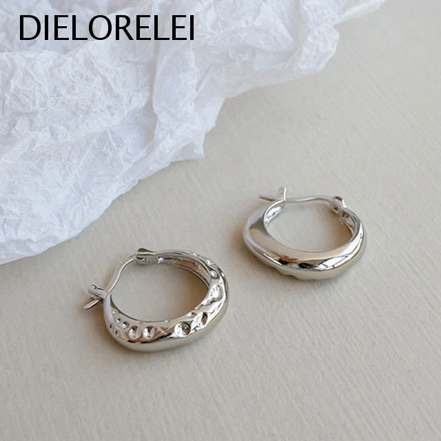 

DIELORELEI 925 Sterling Silver Minimalist Style Temperament Simple Hoop Earrings Girls Eliminates Metal Allergies For Women