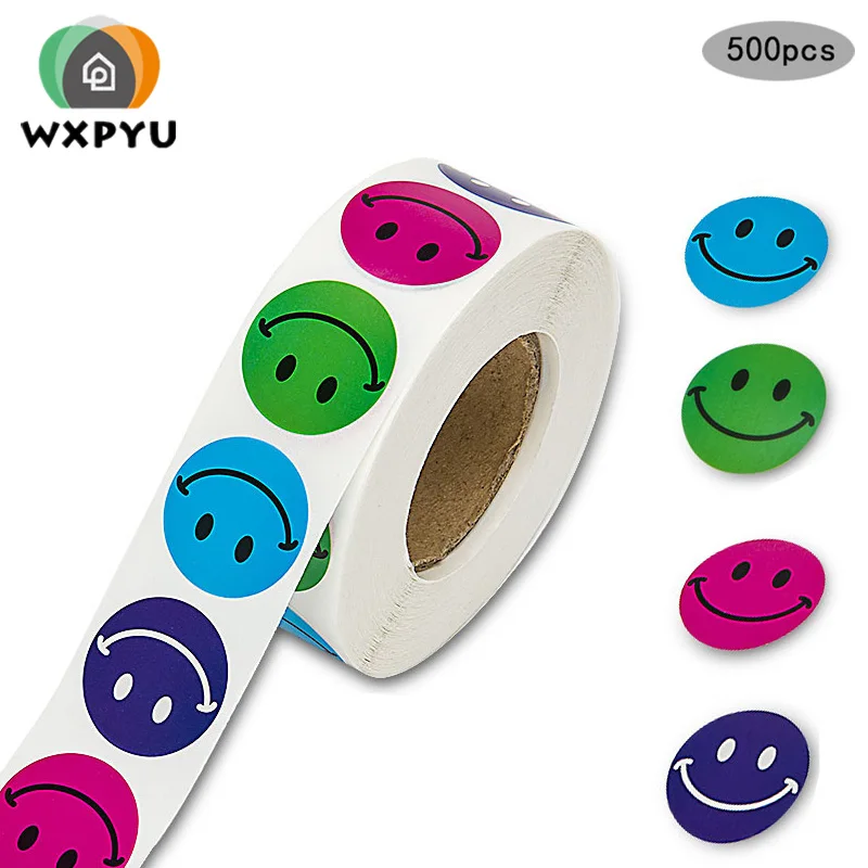 Милый круглый смайлик милый дневник наклейки награды этикетки для печати детей