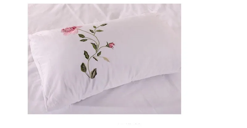 

Premium Cotton Soft Bedding set Chic Flowers Leaves Embroidery White Pink Grey Duvet Cover Bed sheet Twin Full Queen King size