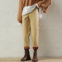 5xl plus size autumn winter thick fleece lining harem pants for women high waist casual warm carrot pants streetwear trousers