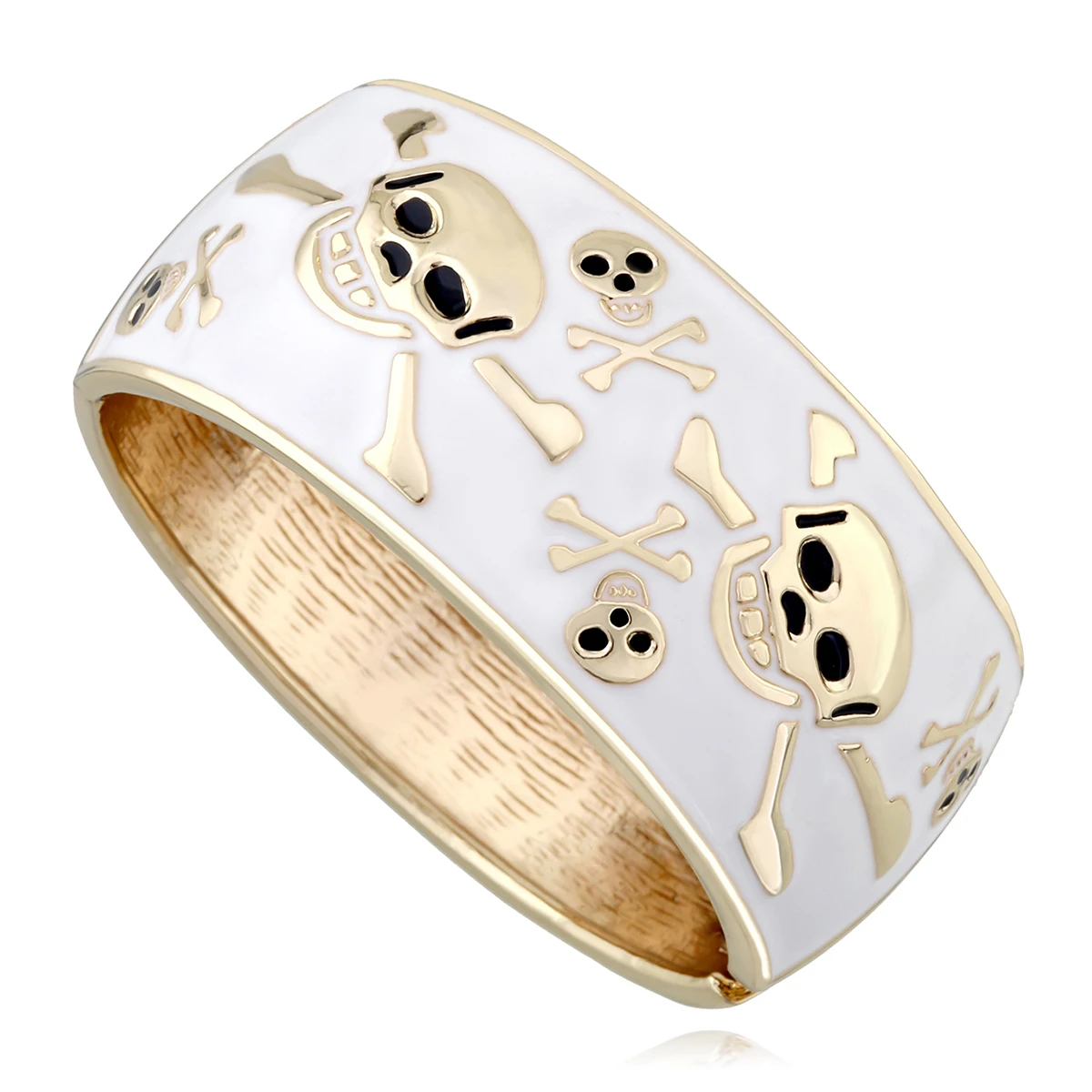 

HAHA&TOTO Trendy Statement Chunky Enamel Skull Bangle Cuff Bracelet for Women Girls Punk Style Gold Plated Enamel Bracelet
